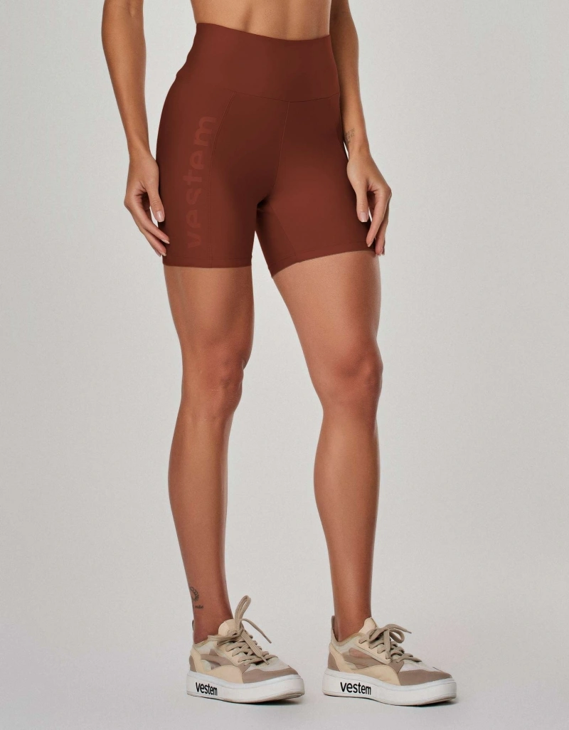 Vestem - Shorts with Pocket and Silk Screen Print, Calm Brown, Espresso - SH740.ESS.C0685