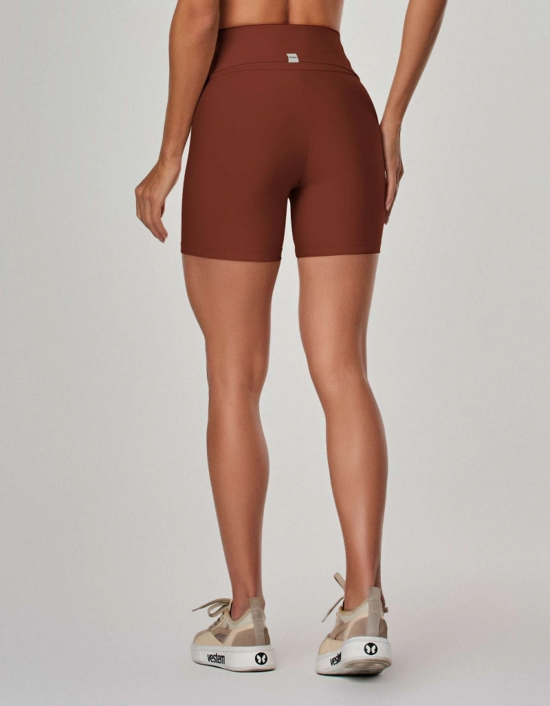 Vestem - Shorts with Pocket and Silk Screen Print, Calm Brown, Espresso - SH740.ESS.C0685