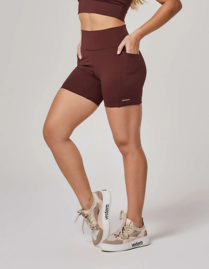 Vestem - Life Brown Leather Shorts with Pockets - SH783.ESS.C0711
