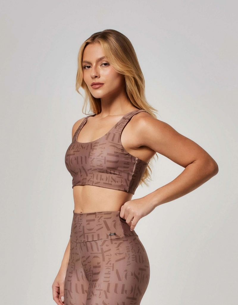 Vestem - Top Medium Support Logomania Myst Vestem Brown Chestnut - TOP1007.ESS.E1382.O26