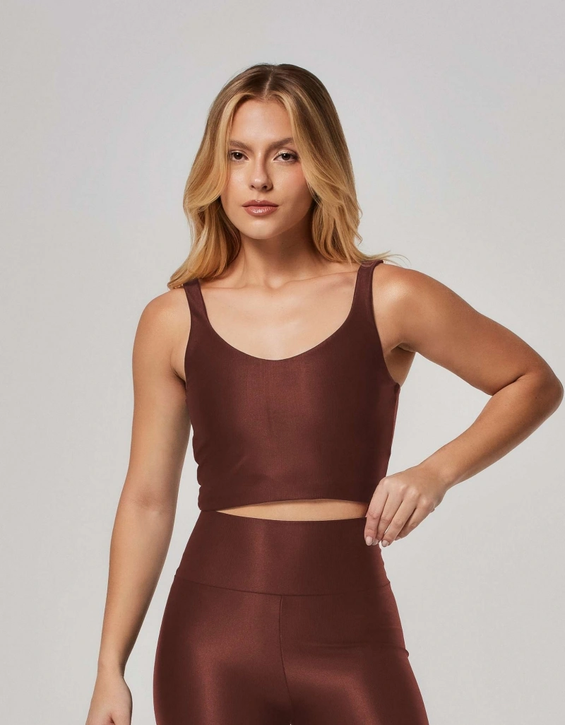 Vestem - Sports Bra Cropped Medium Support Lily Sepia Brown - TOP1076.ESS.C0697