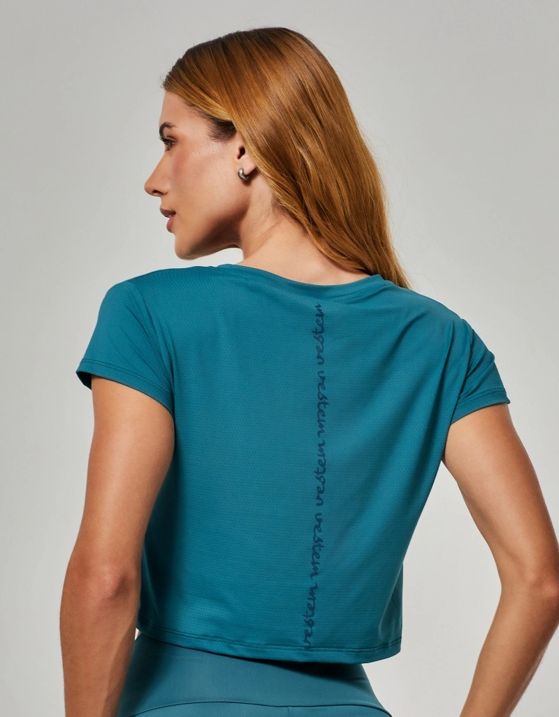 Vestem - Short-sleeved shirt with Nix emerald green silk screen print. - BMC826.O26.C0706