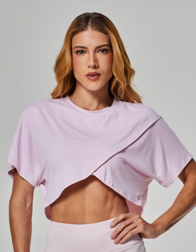 Vestem - Short-sleeved wrap shirt, Lyra Pink, Calmy - BMC835.O26.C0599