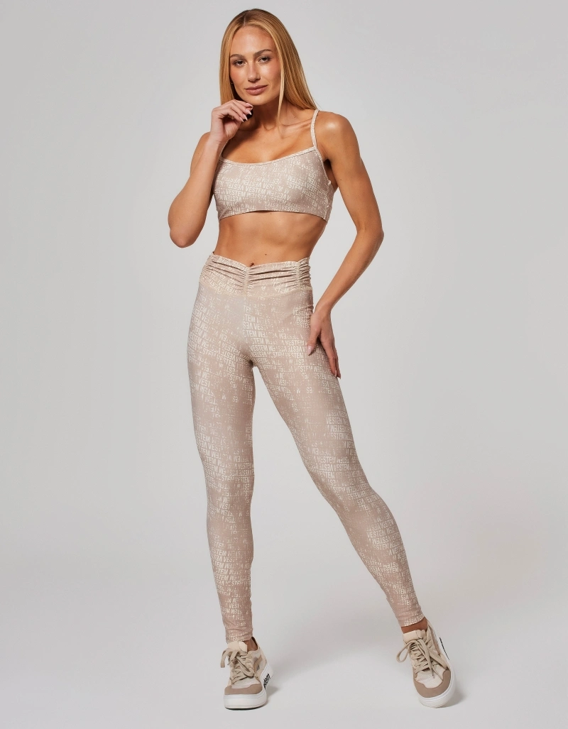 Vestem - Legging Cós Frufru Estampada Logomania Candy Bege Nude - FS11.O26.E1374.O26