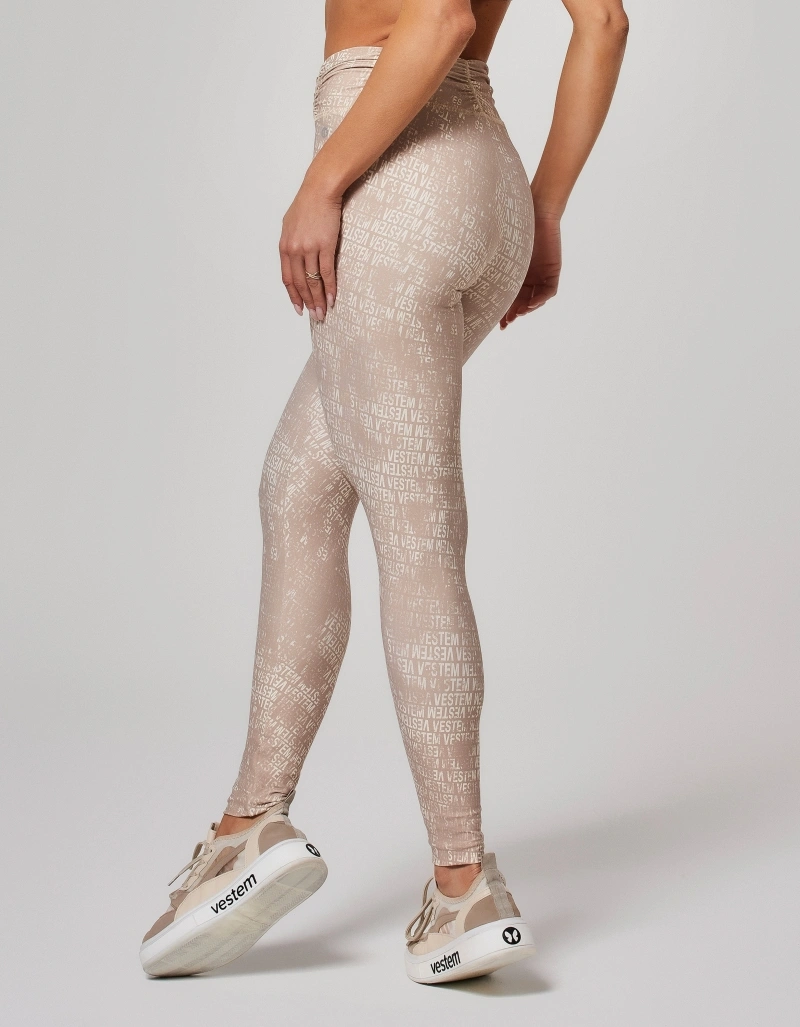 Vestem - Legging Cós Frufru Estampada Logomania Candy Bege Nude - FS11.O26.E1374.O26