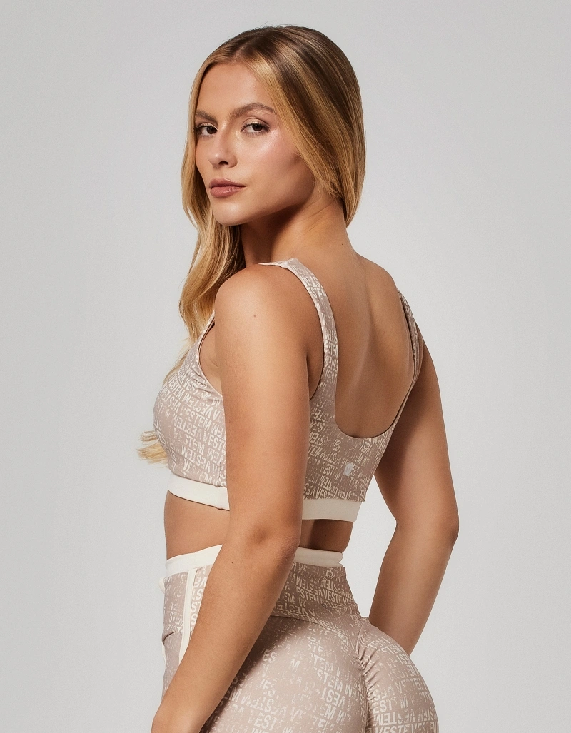 Vestem - Top Média Sustentação Estampado Vivid Logomania Candy Bege Nude - TOP1244.O26.E1374.O26
