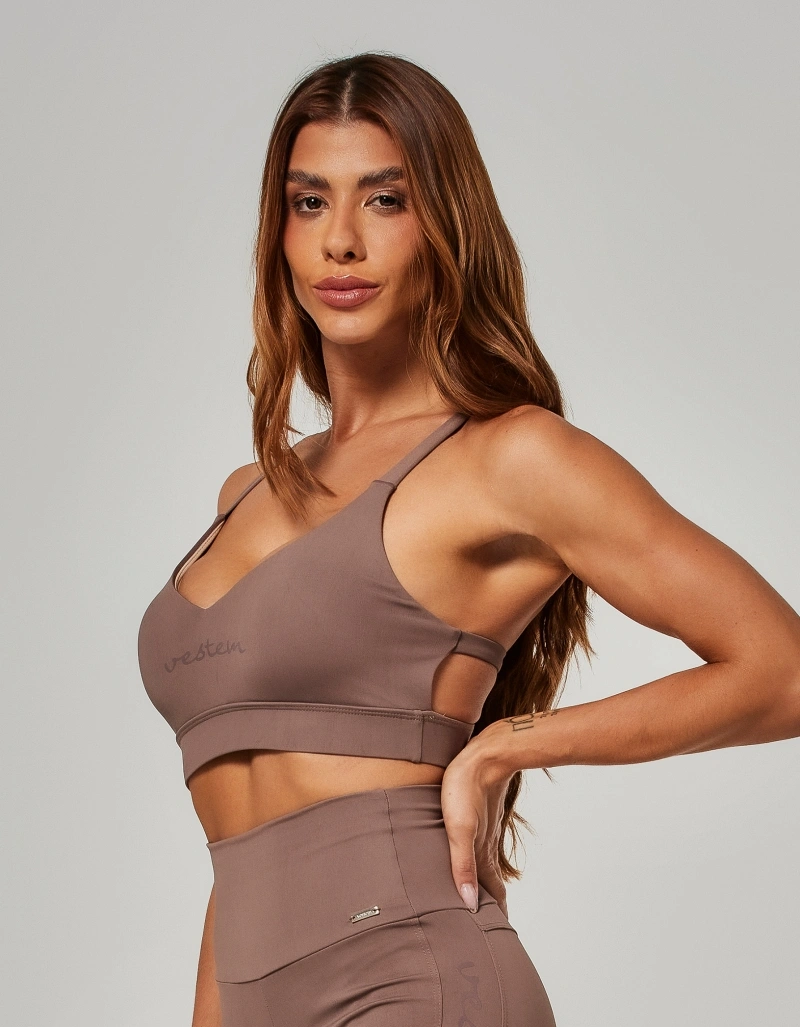 Vestem - Top Média Sustentação com Silk Nix Marrom Castanho - TOP1249.O26.C0432