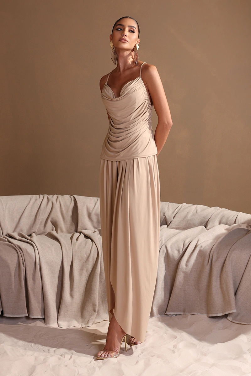 Dot Clothing - Set Dot Clothing Sarah Shirt and Pants, Ruched, Sand - 2979BEGE