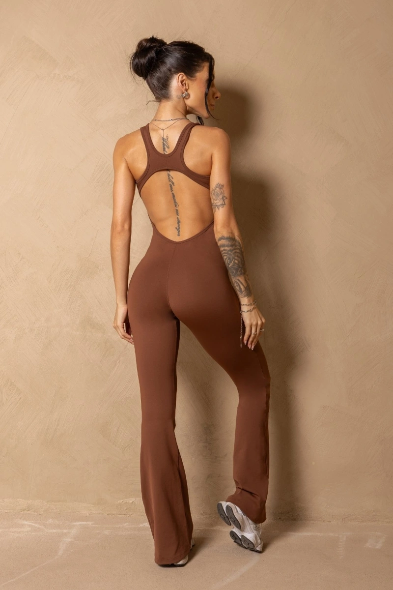 Hipkini - Jumpsuit Fitness In Motion Cappuccino flare - 33331672