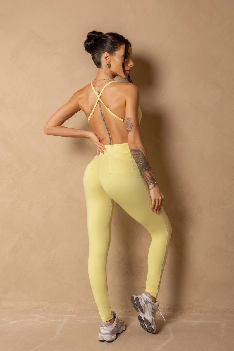 Hipkini - Butter Yellow Fitness In Motion Jumpsuit - 33331682