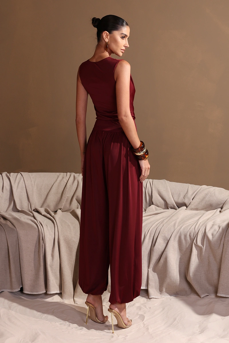 Dot Clothing - Conjunto Dot Clothing Jane Body e Calça Aladin Marsala - 2963MARS