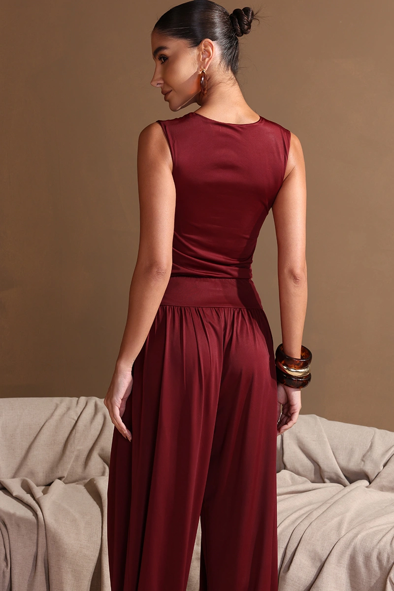 Dot Clothing - Conjunto Dot Clothing Jane Body e Calça Aladin Marsala - 2963MARS