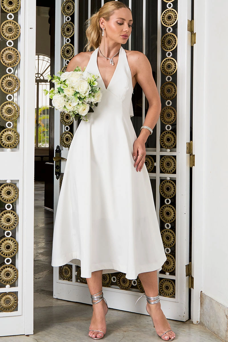 Miss Misses - Vestido Filomena Frente Unica Off White - 54776030