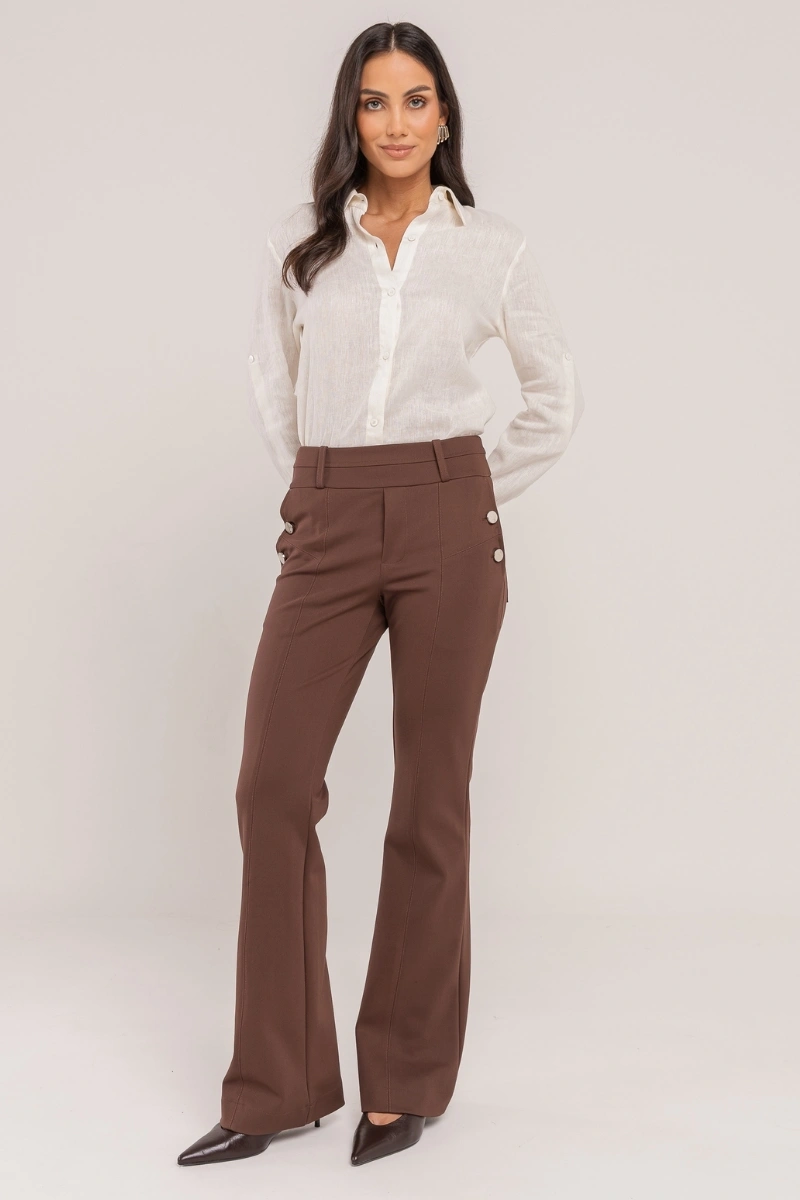 Hidrogênio - CALÇA RETA ANGELINA MARROM - 20669031