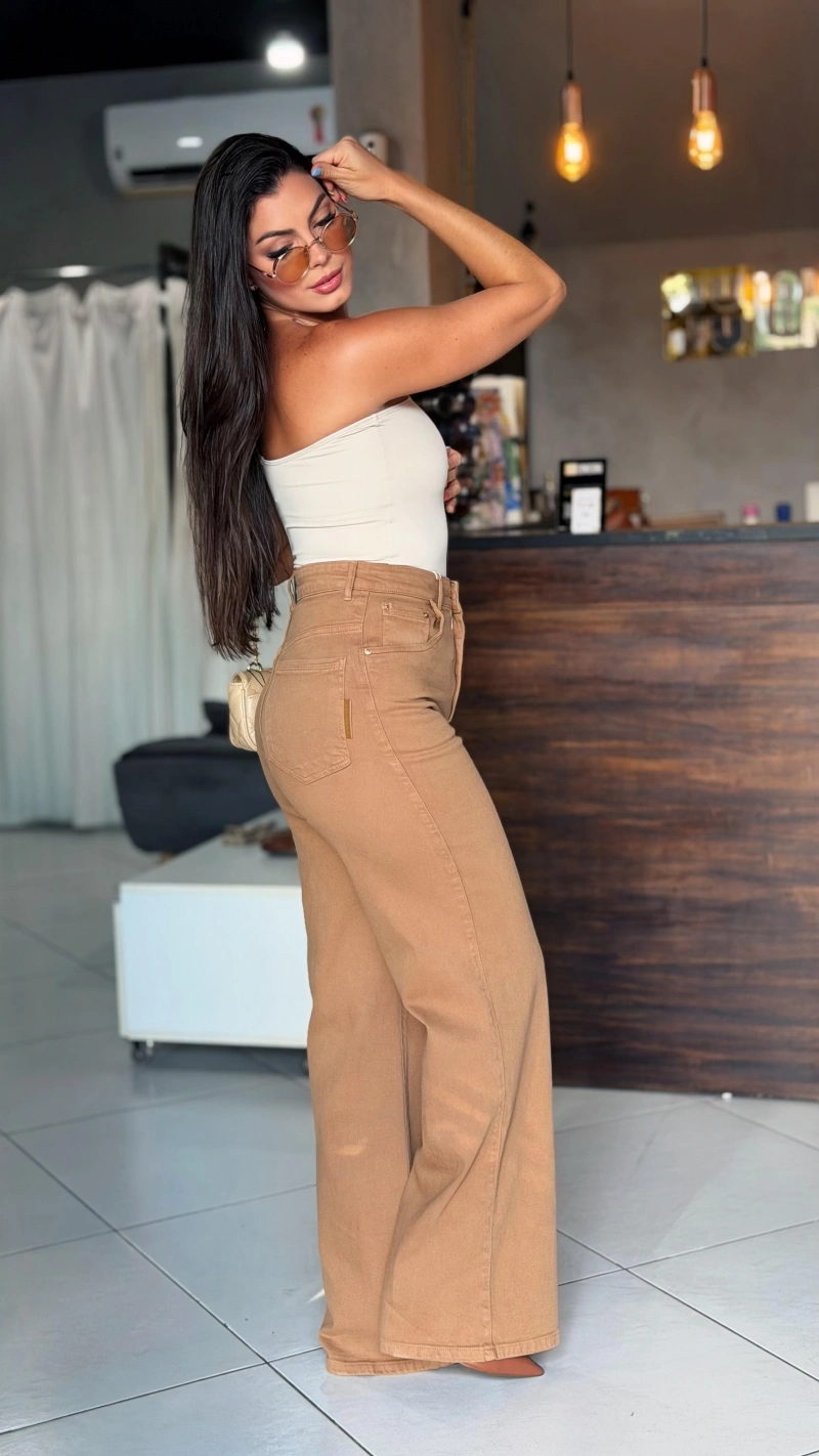 LANÇA PERFUME - Calça Sarja Wide Cintura Alta Lança Perfume - 8850