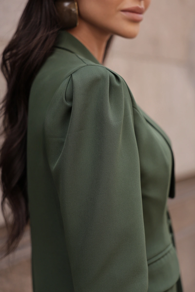 Dot Clothing - Blazer Dot Clothing Hazel Shoulder Pleats Military Green - 2816VERDE