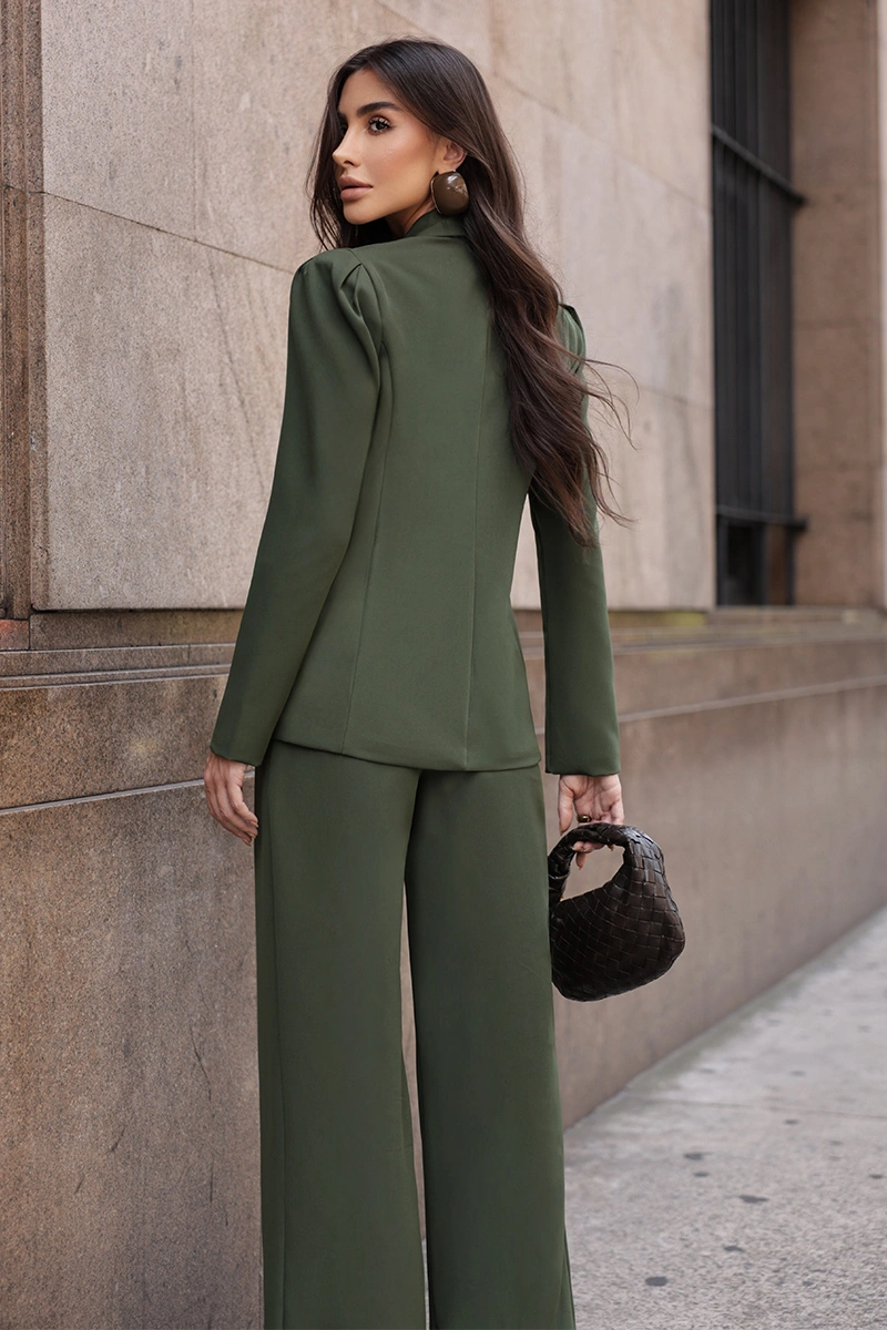 Dot Clothing - Blazer Dot Clothing Hazel Shoulder Pleats Military Green - 2816VERDE