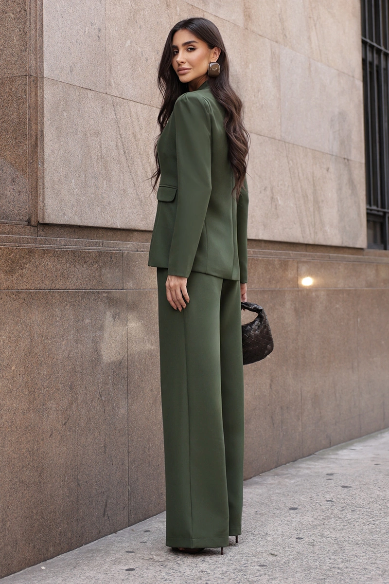 Dot Clothing - Blazer Dot Clothing Hazel Shoulder Pleats Military Green - 2816VERDE