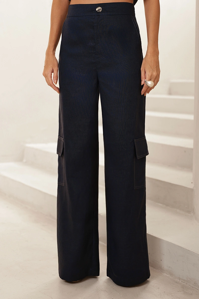 Dot Clothing - Conjunto Dot Clothing Mel Colete e Calça Cargo Azul Marinho - 2973AZUL