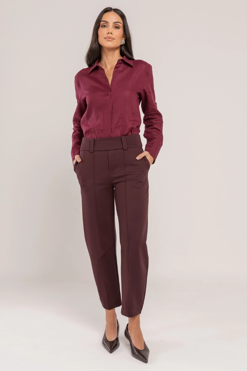 Hidrogênio - CALÇA BARREL COM BOLSOS LETICIA ROXA - 20725011