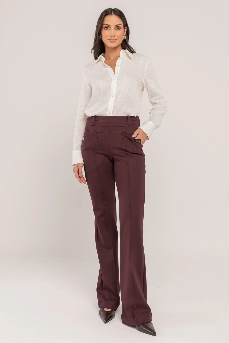 Hidrogênio - Flare pants with lapels, blackberry purple. - 20359011