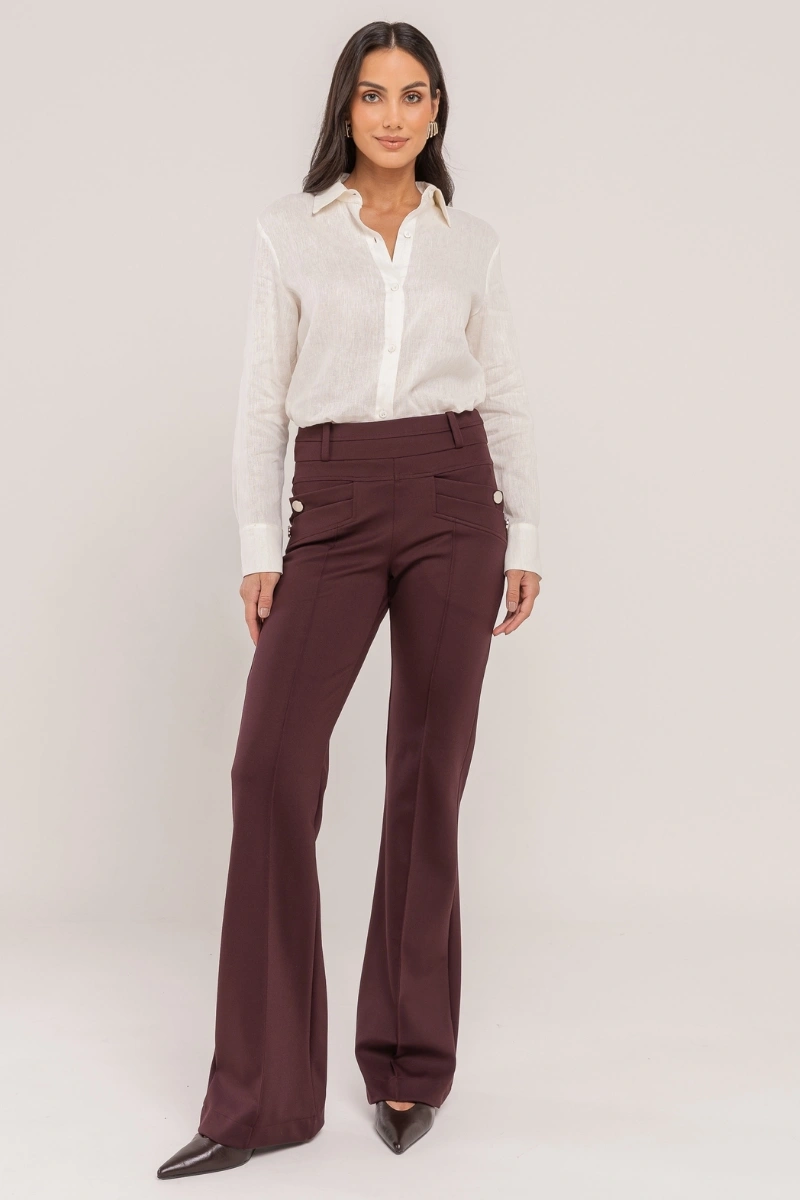 Hidrogênio - Flare pants with lapels, blackberry purple. - 20359011