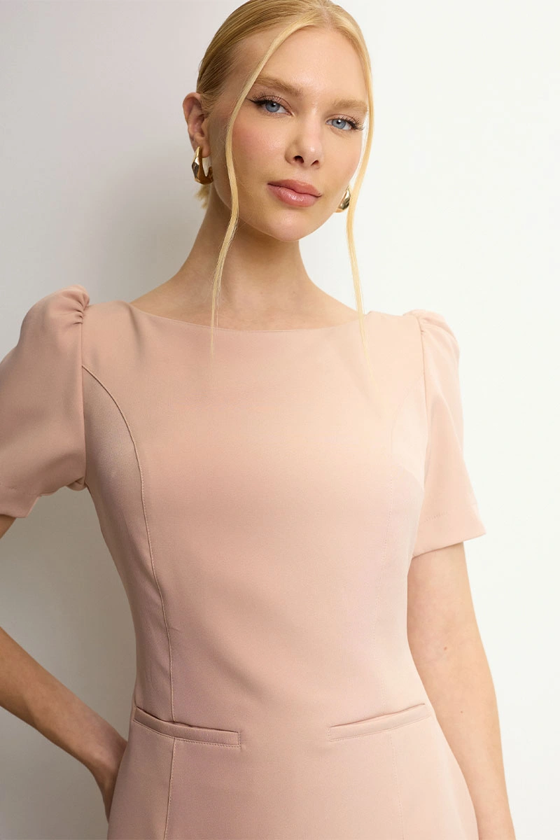 Miss Misses - Vestido Alda Bege - 54751215