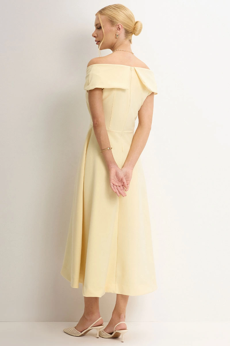 Miss Misses - Antonia Princess Collar Dress with Zipper, Yellow - 54748003