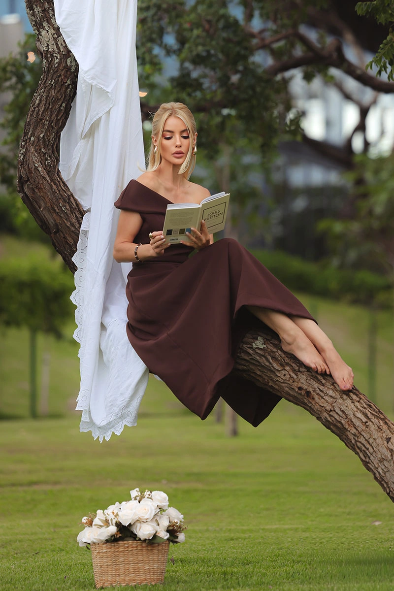 Miss Misses - Vestido Antonia Marrom - 54748214