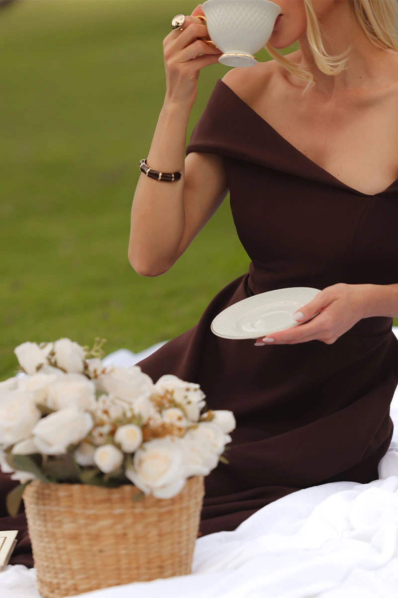 Miss Misses - Vestido Antonia Marrom - 54748214