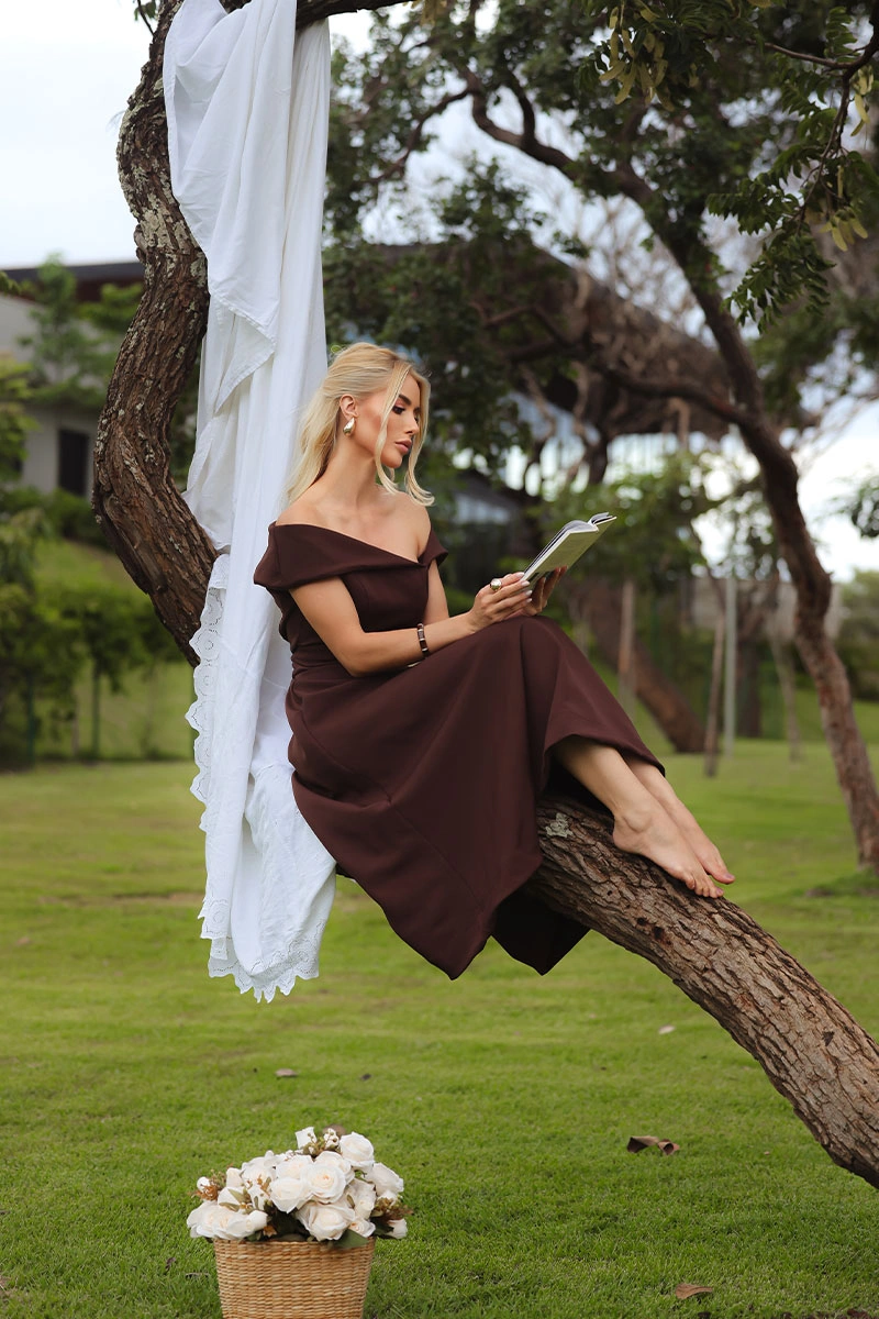 Miss Misses - Vestido Antonia Marrom - 54748214