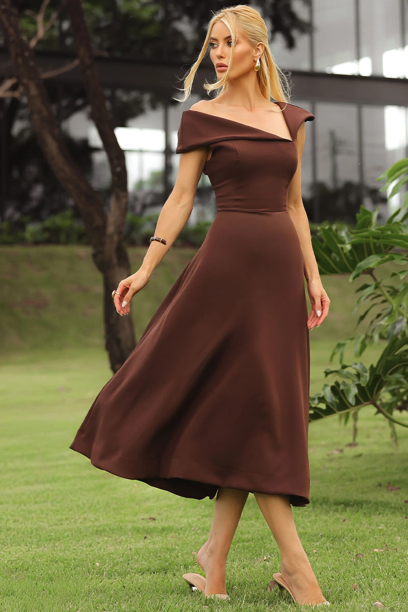 Miss Misses - Vestido Antonia Marrom - 54748214