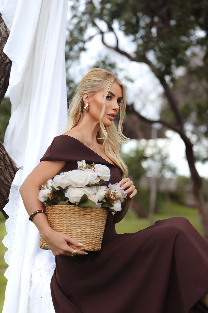 Miss Misses - Vestido Antonia Marrom - 54748214