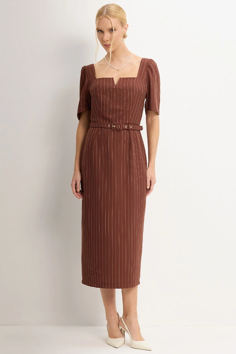 Miss Misses - Vestido Georgia Marrom - 54749214