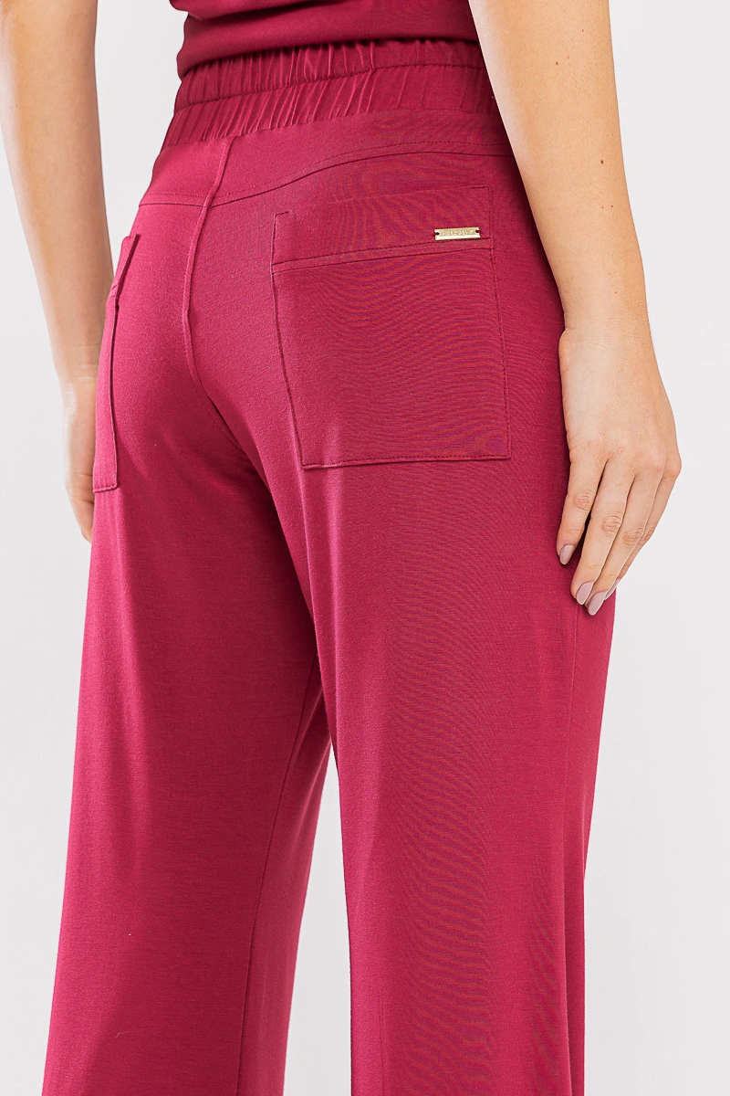 Hidrogênio - Straight leg pants with gathered waistband Lilian Burgundy - 20723097