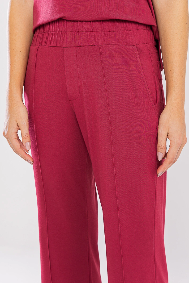 Hidrogênio - Straight leg pants with gathered waistband Lilian Burgundy - 20723097