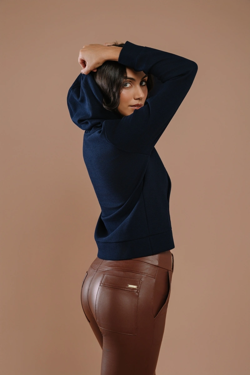 Hidrogênio - CALÇA LEGGING PU C/ELASTANO E NEVURA C/BOLSO CARLA MARROM - 20710031