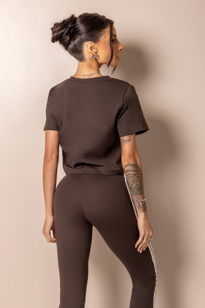 Hipkini - Brown Posh Fitness Cropped Top with silk screen print - 33331741