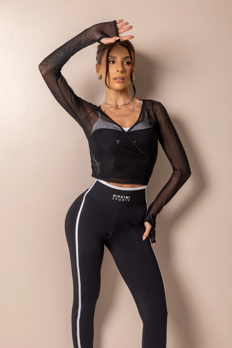 Hipkini - Posh Black Fitness Shirt with tulle - 33331725