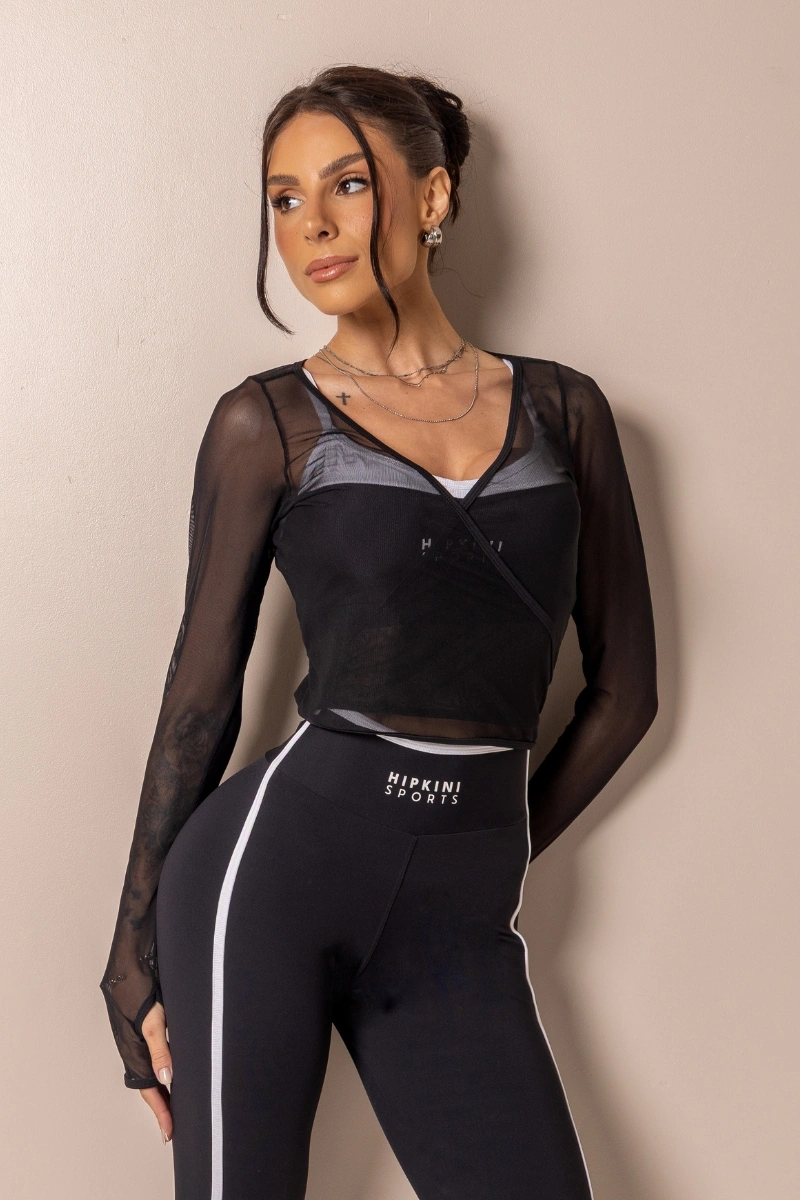 Hipkini - Posh Black Fitness Shirt with tulle - 33331725