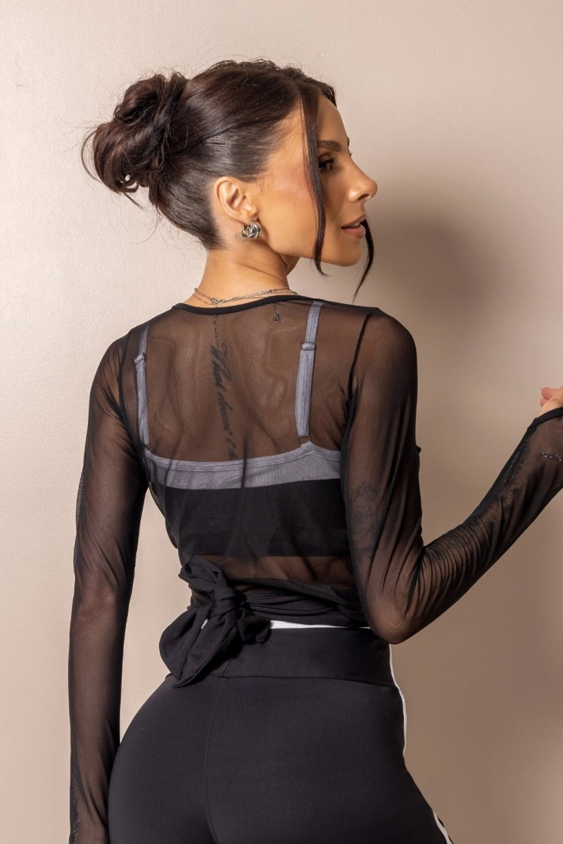 Hipkini - Posh Black Fitness Shirt with tulle - 33331725