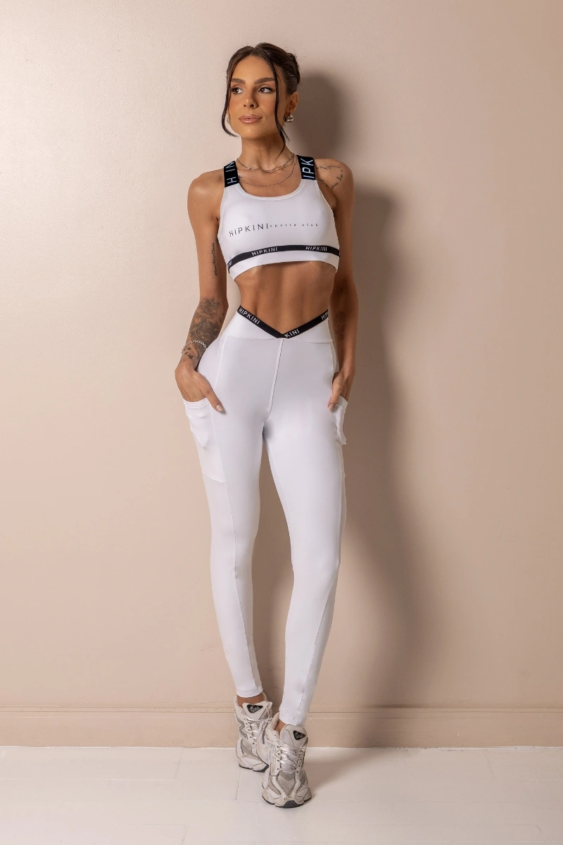 Hipkini - Posh White Fitness Legging with silk - 33331731