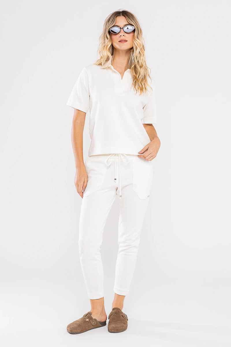 Hidrogênio - CALÇA JOGGER C/ BOLSOS E CANALETA LUA OFF WHITE - 20731018