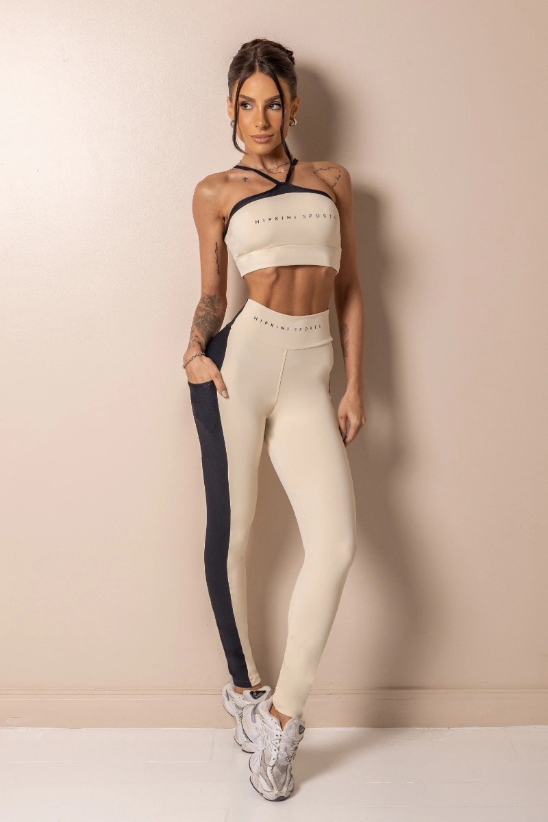 Hipkini - Legging Fitness Posh Off White com Bolsos - 33331751