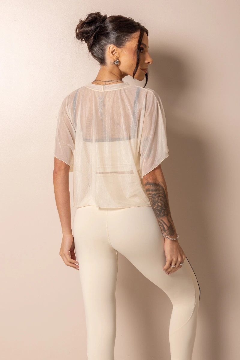 Hipkini - Fitness Posh tulle shirt Off White - 33331752