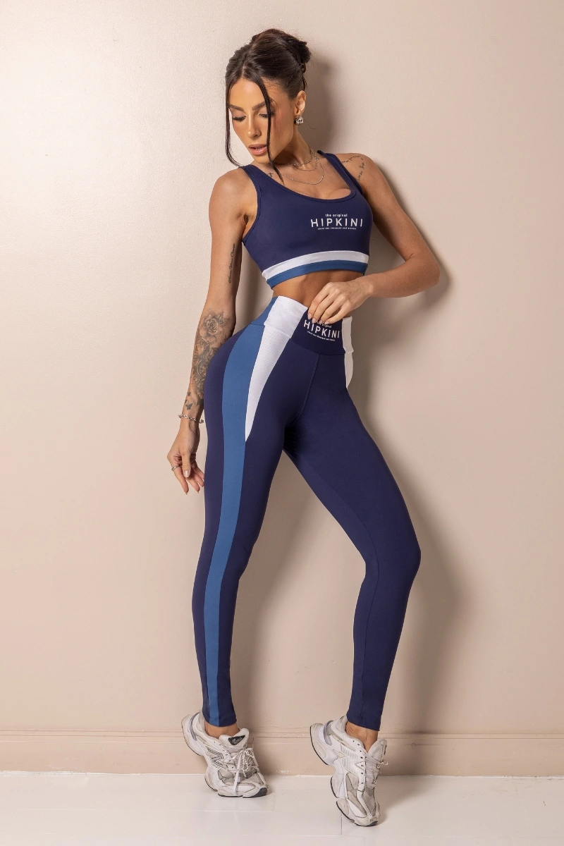 Hipkini - Posh Navy Blue Fitness Leggings with Side Stripes - 33331757