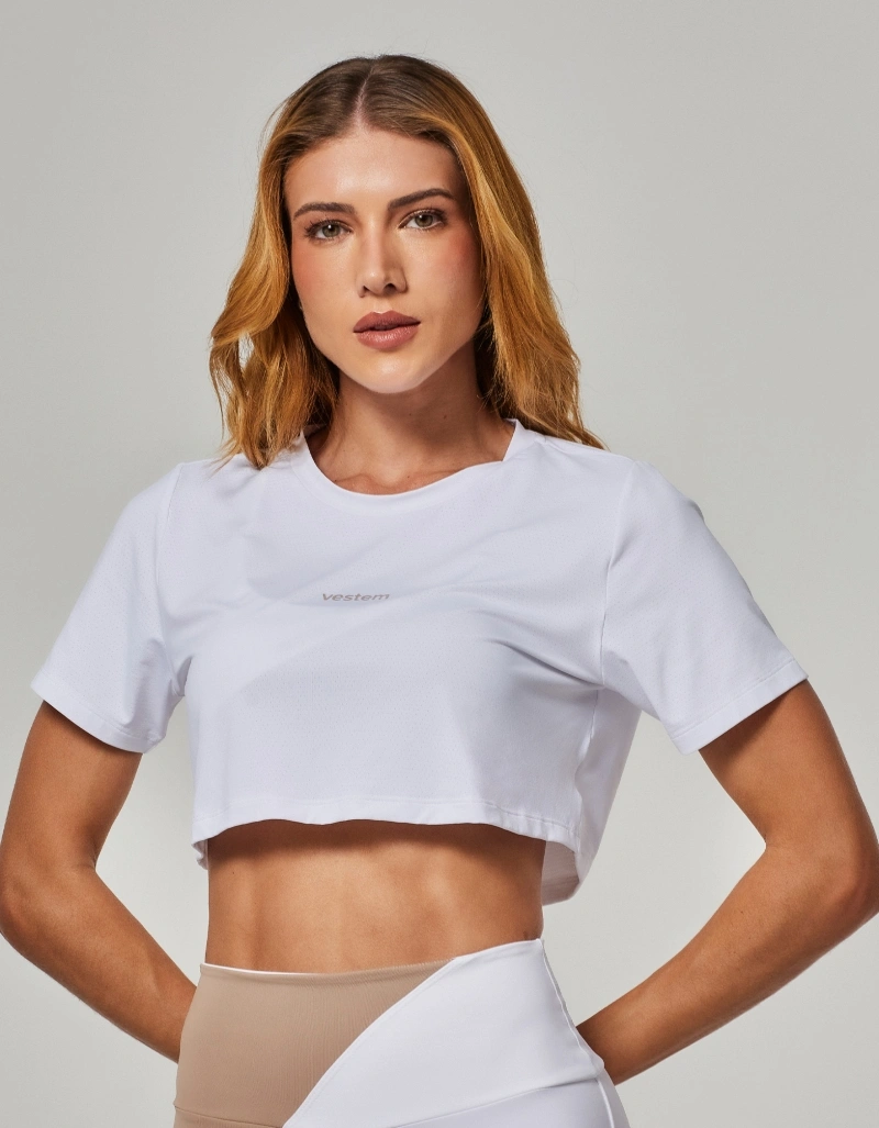 Vestem - Isis White Cropped Short Sleeve Shirt - BMC827.O26.C0001