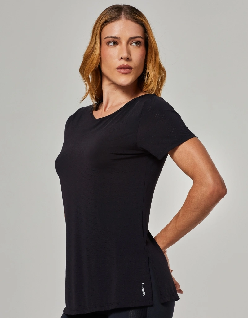 Vestem - Harmony Black Short-Sleeve Open-Back Shirt - BMC841.O26.C0002