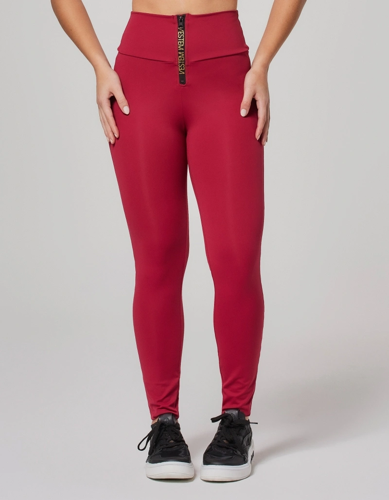 Vestem - Cherry Red Zipper Leggings - FS1584.O26.C0641