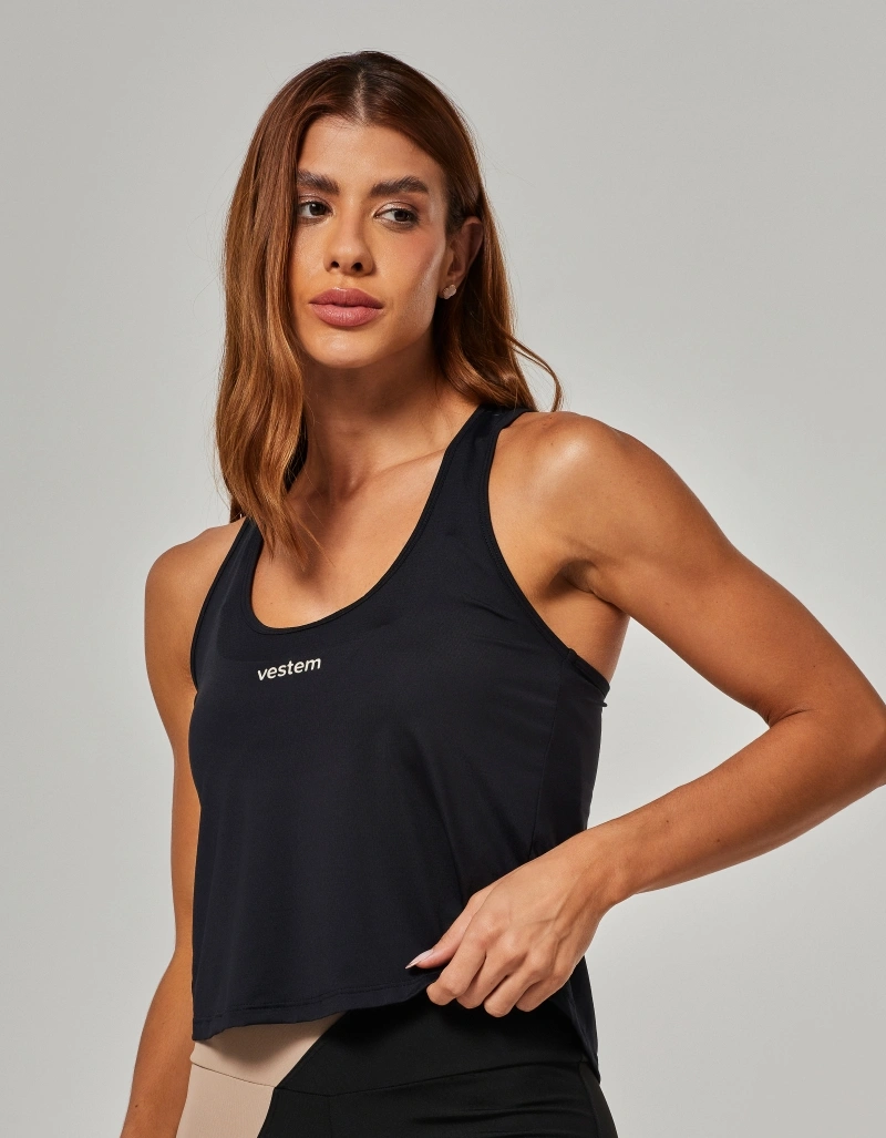 Vestem - Isis Black Tank Shirt with Crossover Back - REG846.O26.C0002